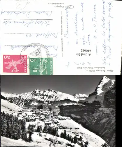 440682,Mürren Totale m. Lauberhorn Bergkulisse Winterbild Kt Bern