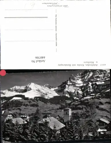 440706,Adelboden Kirche m. Bonderspitz u. Nünihorn Bergkulisse Kt Bern