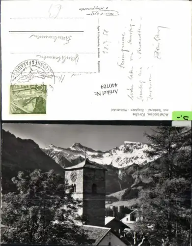 440709,Adelboden Kirche m. Tierhörnli Steghorn Bergkulisse Kt Bern
