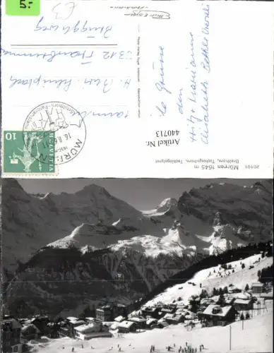 440713,Mürren Totale m. Breithorn Bergkulisse Winterbild Kt Bern