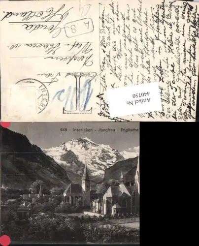 440750,Interlaken Englische u. Katholische Kirche m. Jungfrau Bergkulisse Kt Bern