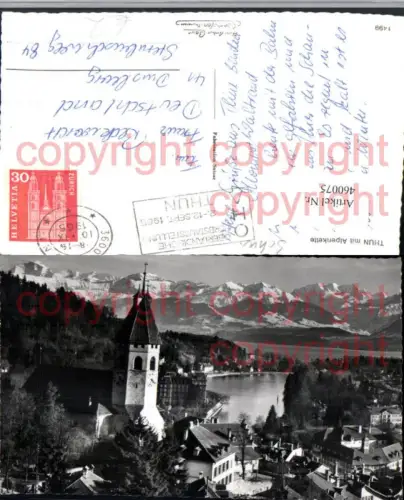 460075,Thun Teilansicht Kirche Bergkulisse Kt Bern