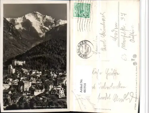 481918,Interlaken Teilansicht m. Jungfrau Bergkulisse Kt Bern