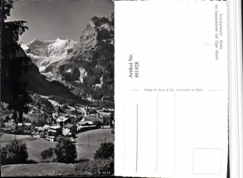 481928,Grindelwald Totale Kirche m. Fiescherhörner Bergkulisse Kt Bern