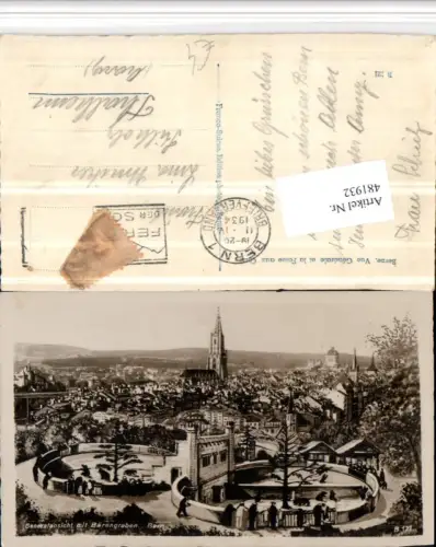 481932,Berne Bern Vue Generale Totale m. Bärengraben