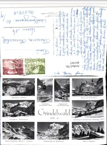 481947,Grindelwald Kirche Sessellift Kleine Scheidegg Mehrbildkarte Kt Bern