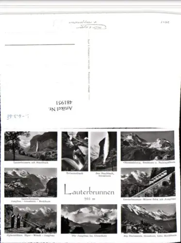 481951,Lauterbrunnen Totale Wasserfall Bergbahn Alphorn Mehrbildkarte Kt Bern