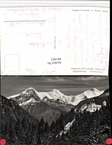 481962,Interlaken Bergbahn m. Mönch Jungfrau Bergkulisse Kt Bern