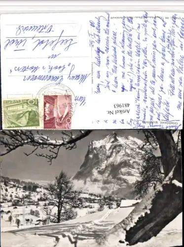 481963,Grindelwald Totale m. Wetterhorn Winterbild Kt Bern