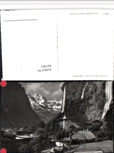 481965,Lauterbrunnen Staubbach Kirche Wasserfall Bergkulisse Kt Bern