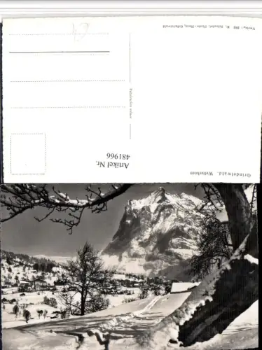 481966,Grindelwald Totale m. Wetterhorn Winterbild Kt Bern