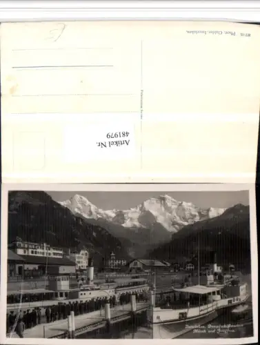 481979,Interlaken Dampfschiffstation Dampfer m. Jungfrau Bergkulisse Kt Bern