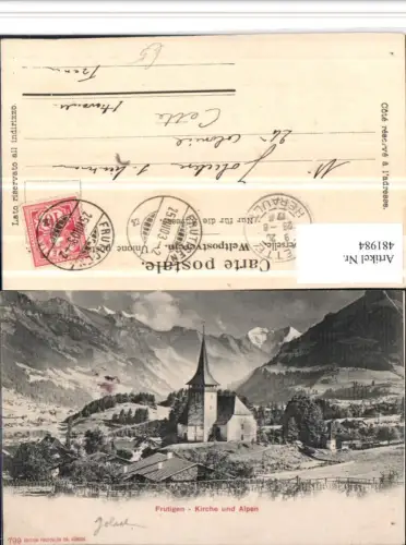 481984,Frutigen Kirche m. Alpen Bergkulisse Kt Bern