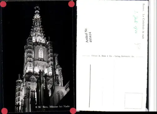 495414,Bern Münster b. Nacht Kirche Turm