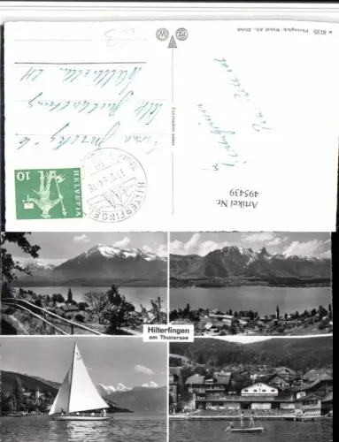 495439,Hilterfingen am Thunersee Totale Segelboot Mehrbildkarte Kt Bern
