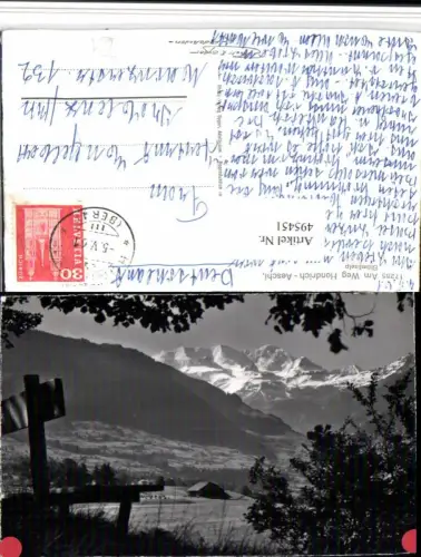 495451,Am Weg Hondrich Aeschi b. Spiez Blümlisalp Bergkulisse Kt Bern