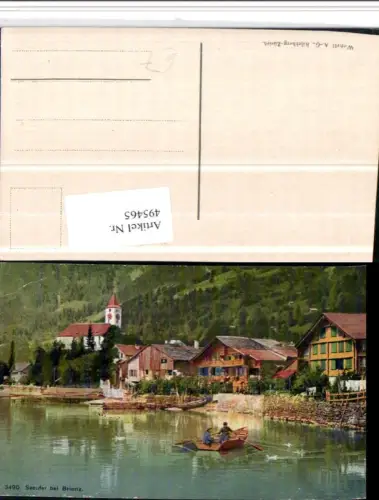 495465,Seeufer bei Brienz Kirche Ruderboot Boot