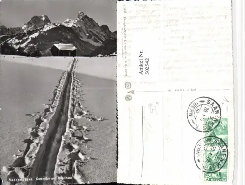 502542,Saanenmöser Gummfluh u. Rüblihorn Bergkulisse Winterbild Kt Bern