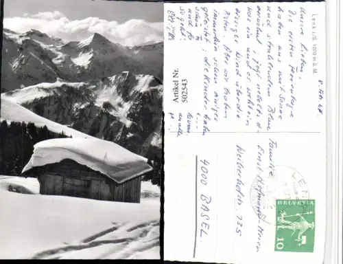 502543,Lenk im Simmental Hütte Bergkulisse Winterbild Kt Bern