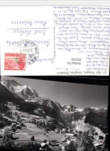 502558,Wengen Totale m. Jungfrau Breithorn Bergkulisse Kt Bern