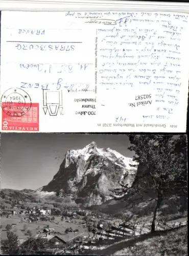 502587,Grindelwald Totale m. Wetterhorn Bergkulisse Kt Bern