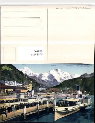 502590,Interlaken Dampfschiffstation Dampfer Bergkulisse Kt Bern