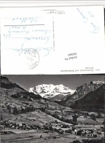 502601,Reichenbach u. Scharnachtal Totale m. Blümlisalp Bergkulisse Kt Bern