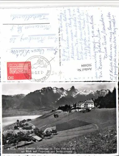 502604,Hotel Pension Haltenegg b. Thun m. Thunersee Bergkulisse Kt Bern