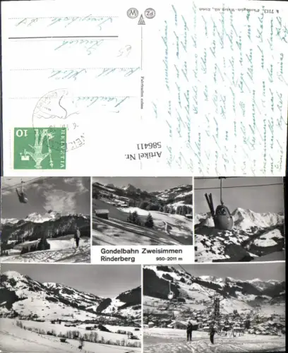 586411,Mehrbild Ak Gondelbahn Zweisimmen Rinderberg Wintersport Seilbahn Gondel Switzerland