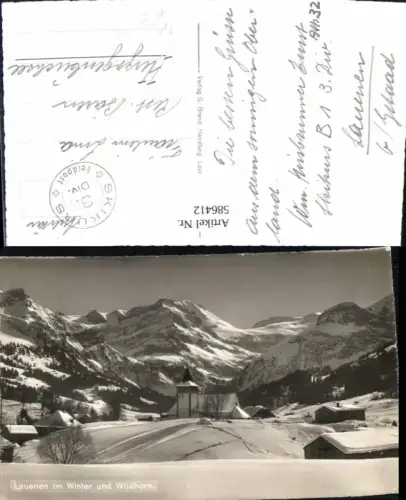 586412,Foto Ak Lauenen i. Winter u. Wildhorn Switzerland Feldpost 3. Div. Skikurs