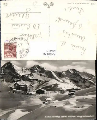 586416,Foto Ak Kleine Scheidegg m. Eiger Mönch u. Jungfrau Winter Lauterbrunnen Switzerland