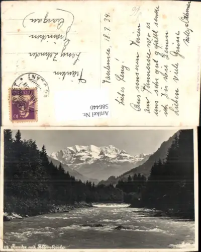 586440,Foto Ak Kander m. Blümlisalp Faulensee Switzerland pub Friedr. v. Almen 114