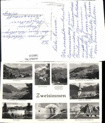 586531,Mehrbild Ak Zweisimmen Alp Frohmatt Kirche Gondelbahn Switzerland