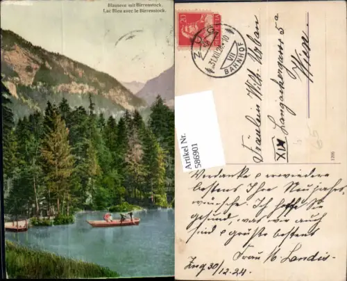 586901,Kandergrund Blausee m. Birrenstock Lac Bleu avec le Birrenstock Ruderboot Boot Switzerland