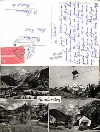 587025,Mehrbild Ak Kandersteg Kirche Seilbahn Sessellift Switzerland