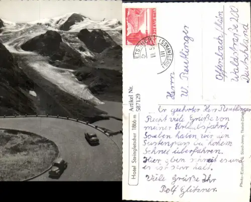 587129,Inertkirchen Sustenstrasse m. Steingletscher u. Gwächtenhorn Automobil Switzerland