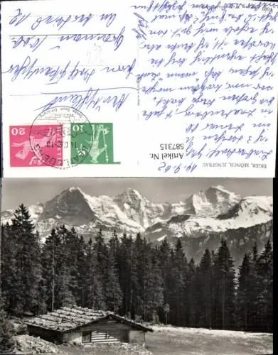 587315,Foto Ak Eiger Mönch u. Jungfrau Beatenberg Hütte Switzerland