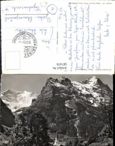 587478,Foto Ak Grindelwald Eiger Fiescherwand Kirche Switzerland