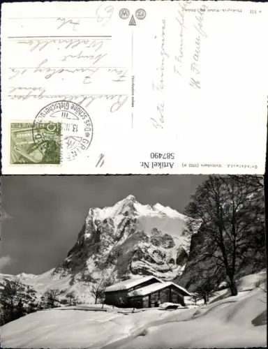 587490,Foto Ak Grindelwald Wetterhorn Hütte Haus i. Winter Switzerland