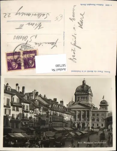 587580,Foto Ak Bern Marktplatz m. Parlament Switzerland