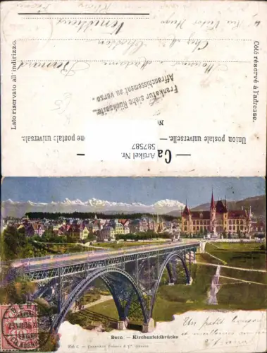 587587,Künstler Ak Bern Kirchenfeldbrücke Brücke Switzerland