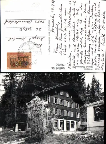592090,Foto Ak Wengen Lauterbrunnen Chalet Waldrand Switzerland