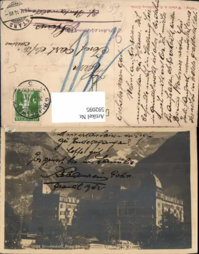 592095,Grindelwald Hotel Bären Switzerland Stempel Nachgebühr