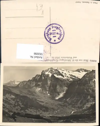 592098,Blick v. d. Kleinen Scheidegg g. Grindelwald u. Wetterhorn Switzerland pub J. Gaberell 6088b