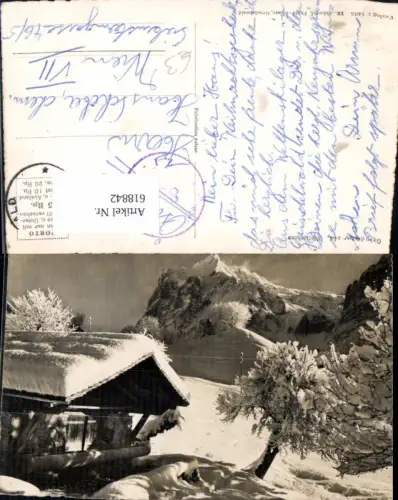 618842,Foto Ak Grindelwald Wetterhorn Winteransicht m. Hütte