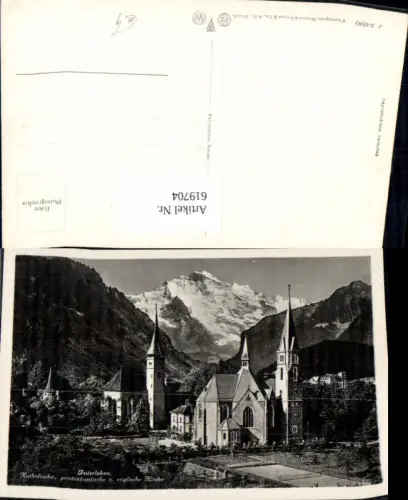 619704,Foto Ak Interlaken Katholische prostestantische u. Englische Kirche