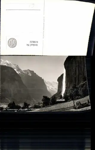 619822,Foto Ak Lauterbrunnen Staubbach u. Silberhorn Wasserfall
