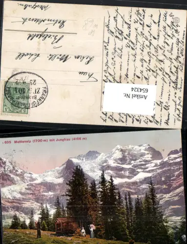 654324,Mettlenalp m. Jungfrau bei Trub Emmental Bern Bahnpost Zug 101 Frankfurt am Main Basel