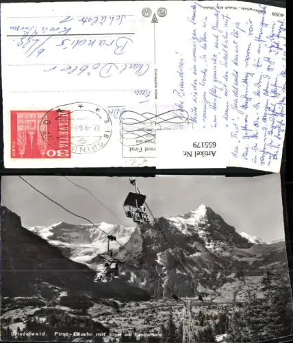 655179,Foto Ak Grindelwald First-Bahn mit Eiger u. Fiescherwand