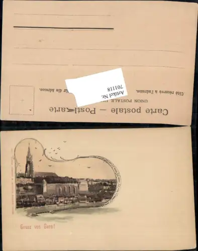 701118 Lithographie Gruss von Bern Berne Passepartout